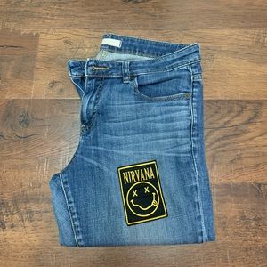 vintage skinny jean with nirvana patch